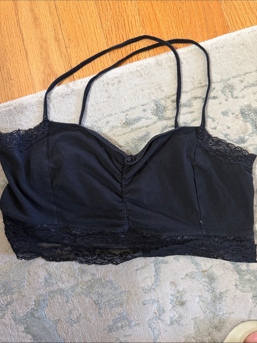 intimissimi Black Lace-Trim Bralette with Double Slim Straps